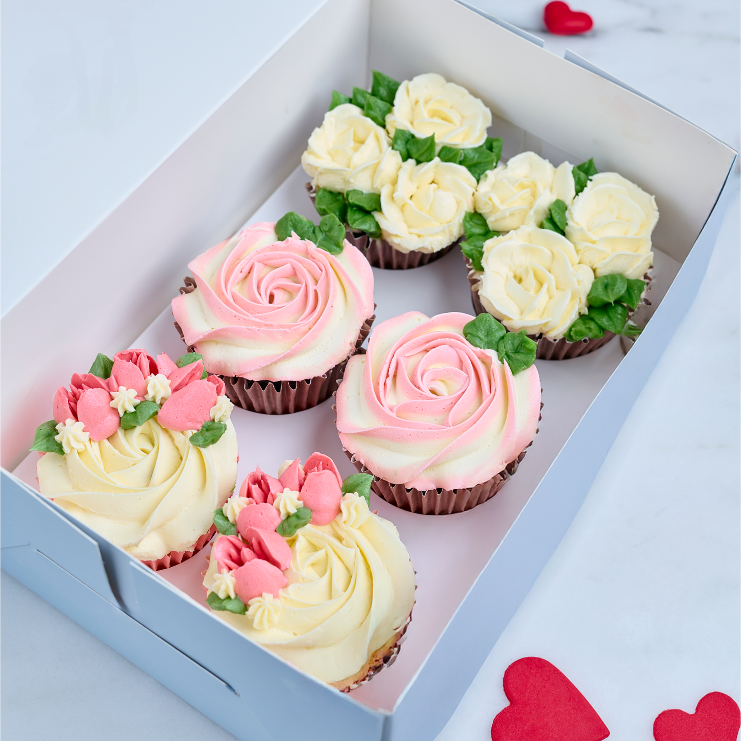 Pink Floral Cupcakes (Box of 6 pcs)