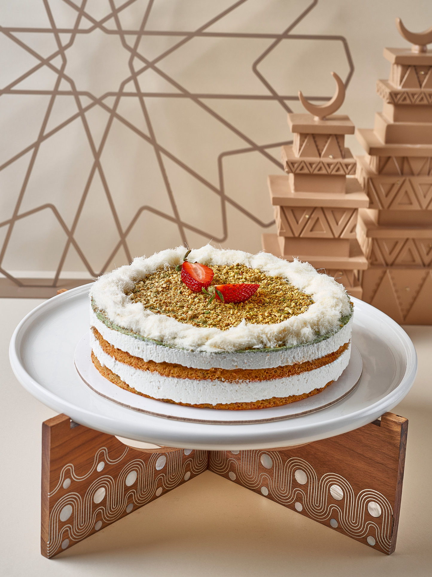 Pistachio Qishta Cake